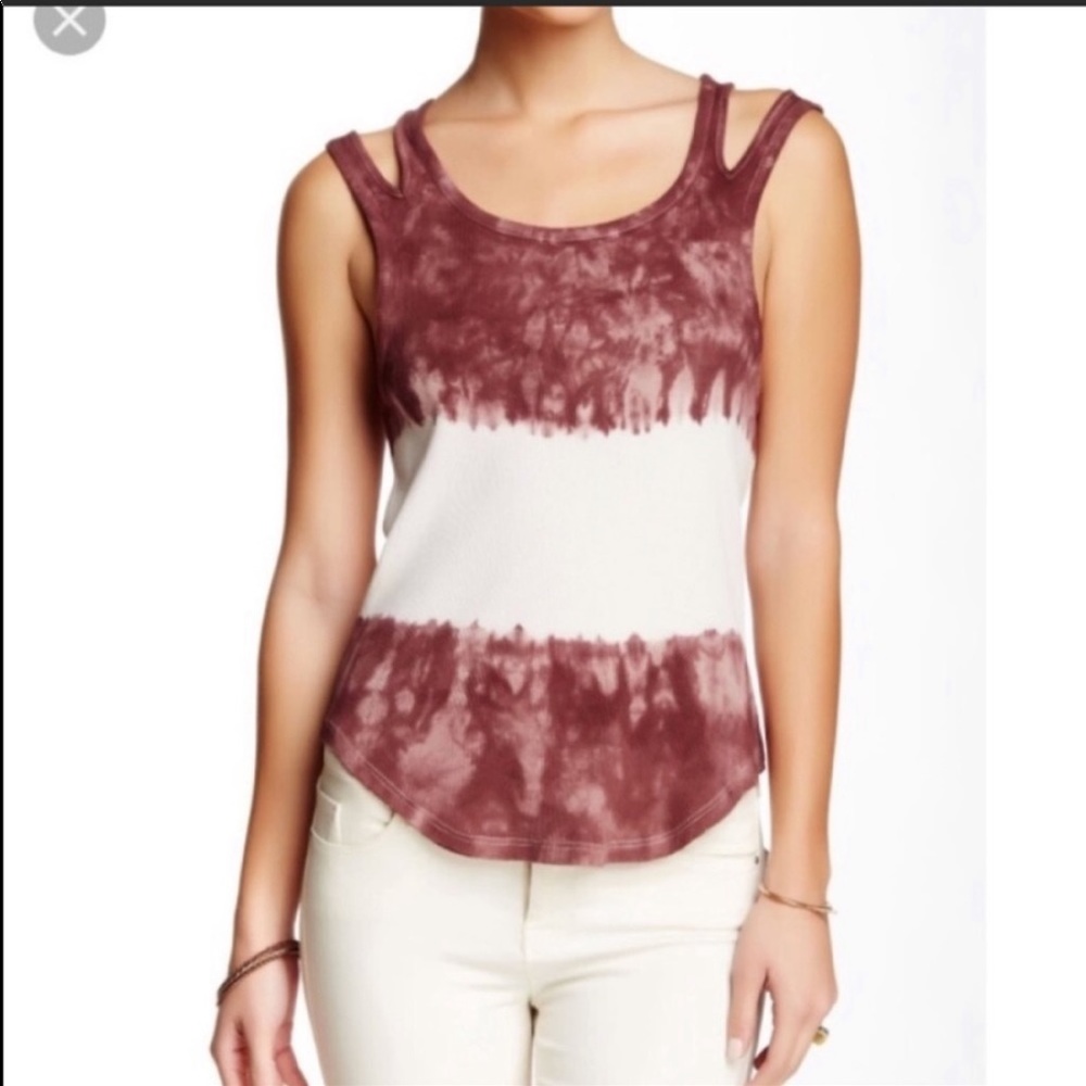 Free people tie dye ribbed double strap tank top
